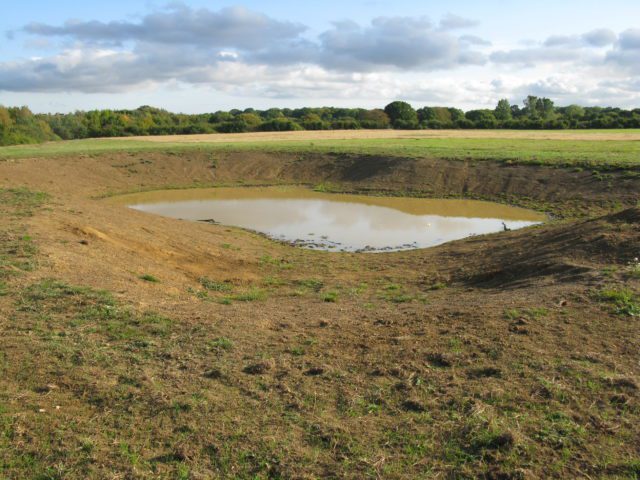 One of the new ponds at Kingsnorth just after digging