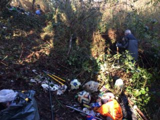 pile of litter collected by volunteers at Bybrook LNR