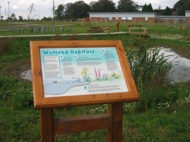 an information panel about wetland habitats