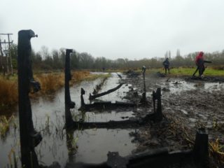 Fire damaged boardwalk