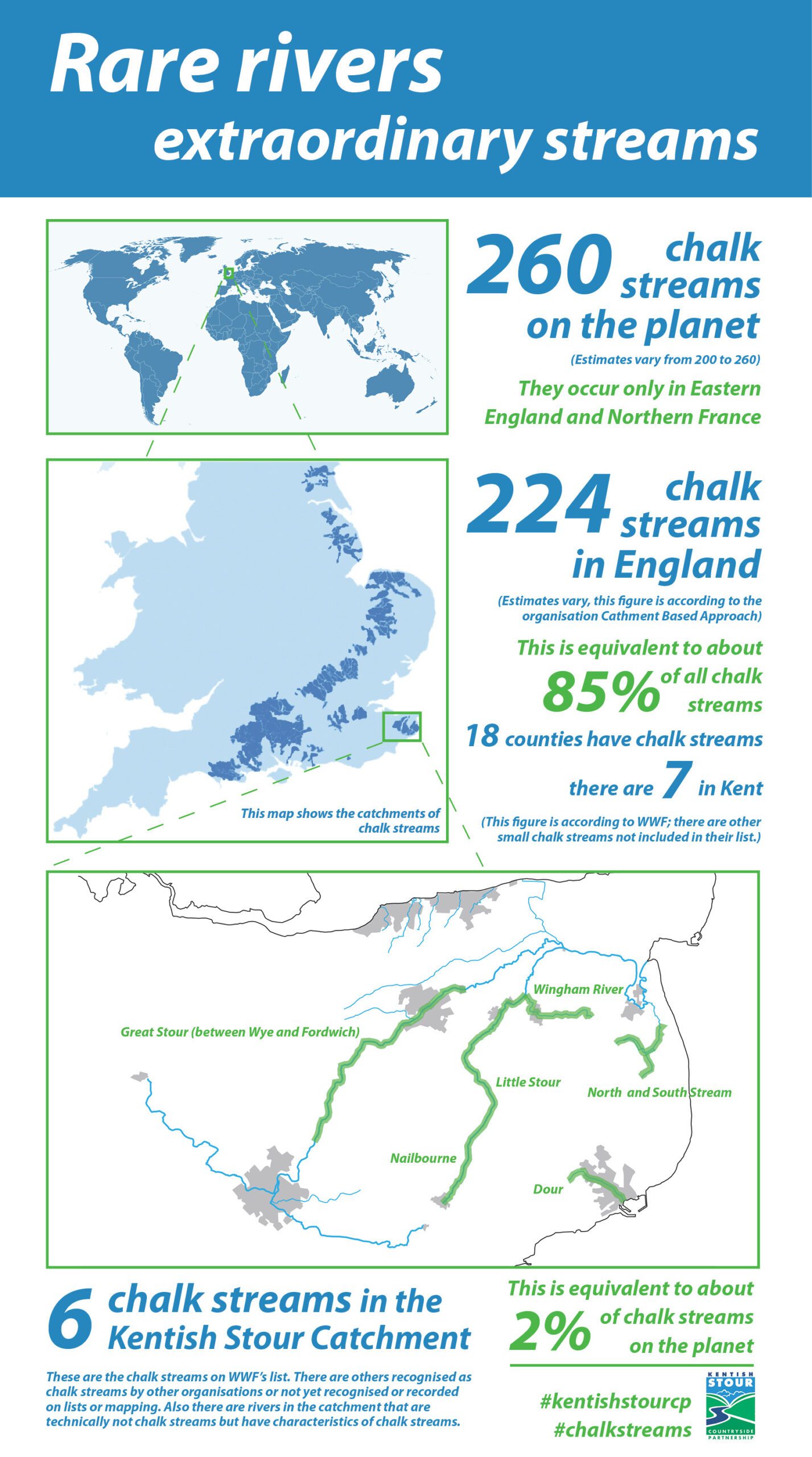 Amap-based infographic illustrating how chalk streams are globally rare
