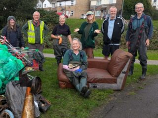 volunteers with river rubbish