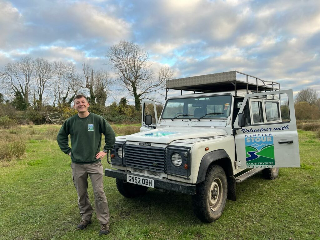 Andy standing infront of the KSCP Landrover at Hambrook Marshes